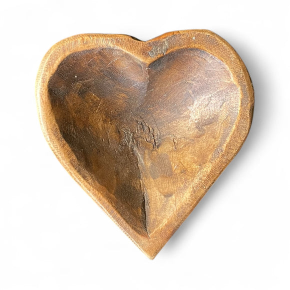 Hand Carved Wooden Heart Bowl - Natural