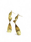 Beaten Metal Twist Earrings - Gold Stainless Steel