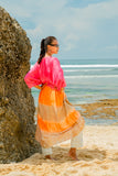 Ombre Strped Kimono - Pink & Orange