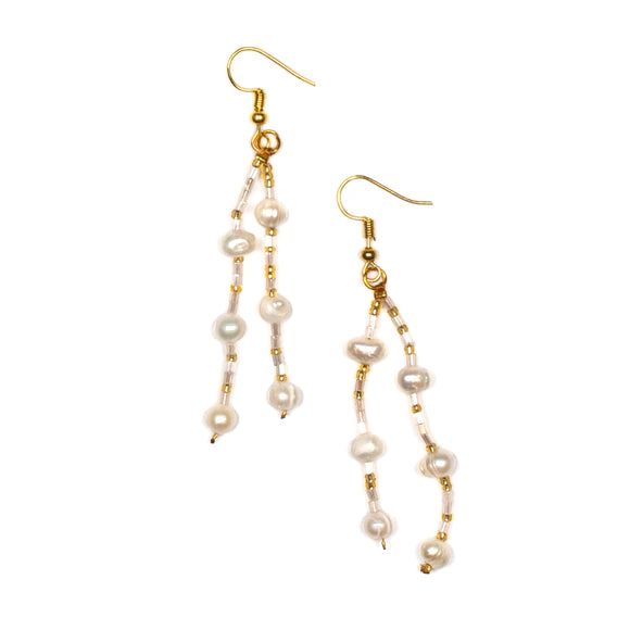 Double Drop Earrings With Pearls