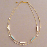 Double Strand Necklace With Crystal Beads