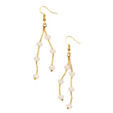 Double Drop Earrings With Crystal Beads