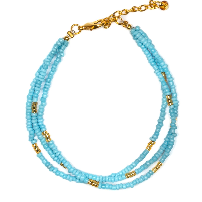 Triple Strand Seed Bead Bracelet With Gold Accents – Suzie Blue Canada