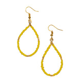 Tear Drop Seed Bead Earrings With Gold Accents