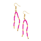 Double Drop Seed Bead Earrings With Gold Accents