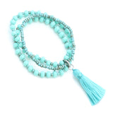 Triple-Strand Crystal Bead Bracelet With Tassel