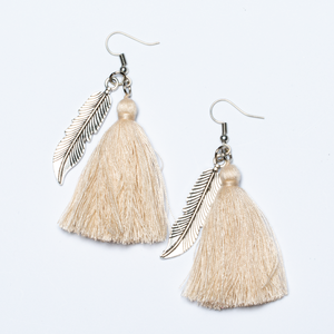 Tassel Earrings With Leaf Charm