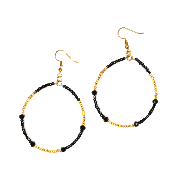 Mixed Bead Hoop Earring