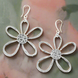 Open Flower Earrings in Silver Plate