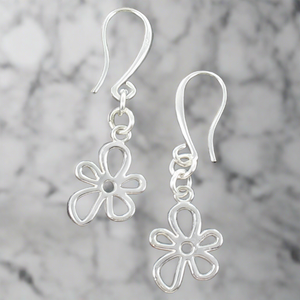 Flower Charm Earrings in Silver Plate