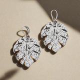 Hammered Leaf Earring - Silver Plate