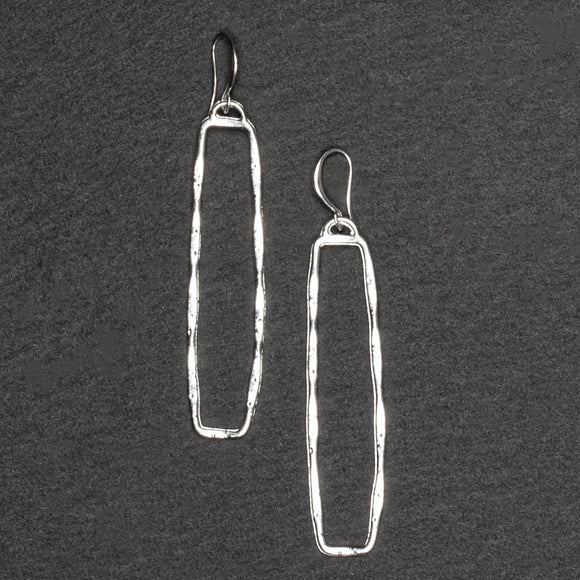 Rectangular Drop Earrings - Silver Plate