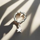 Elasticated Star Charm Ring In Silver Plate