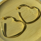 Large Heart Hoop Earrings - Gold Plate