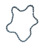 Necklace with blue beads on a white background