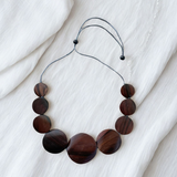 Wooden Graduated Disc Necklace - Natural Wood