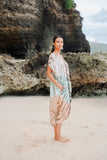 Tie Dye Lapis Ombre Kaftan Dress - Mint & Brown