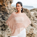 Short Popcorn Knit Poncho - Taupe
