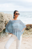 Short Popcorn Knit Poncho - Sky Blue