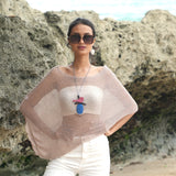 Sheer Mesh Poncho - Taupe