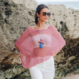 Sheer Mesh Poncho - Dusty Pink