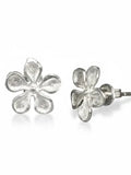 Frangipani  Flower Studs - Silver Plate