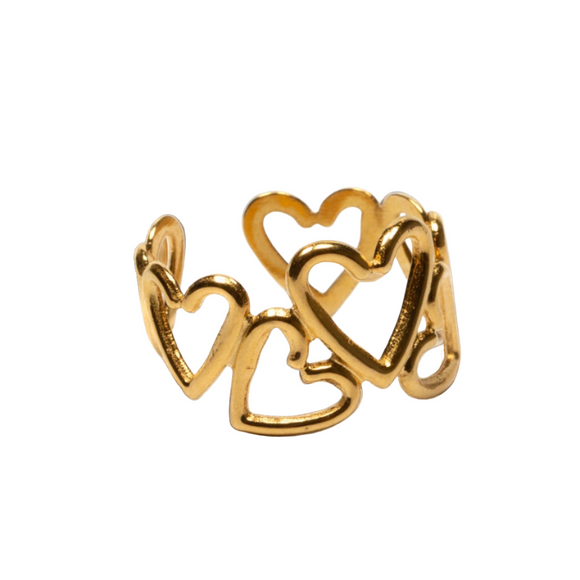 Multi Heart Ring - Gold Plate