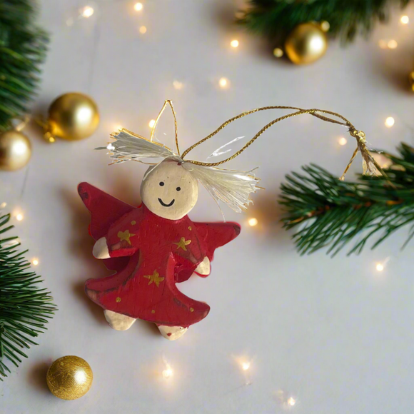 Hanging Angel Ornament - Red