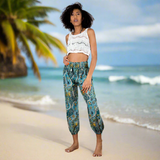 Blue & Gold Print Bali Pants