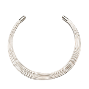 Multi Strand Wire Metal Collar Necklace - Silver Colour