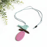 Wooden Bird on Branch Necklace