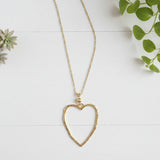 Chain Necklace with Open Heart Pendant - Gold Plate