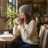 Simple Knit Hat With Tie Back