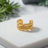 Wide Leaf Ring - Gold Plate