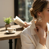 Open Flower Earrings in Silver Plate