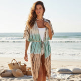 Tie Dye Lapis Ombre Kimono - Mint & Brown