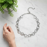 Linked Heart Necklace - Grey Stainless Steel