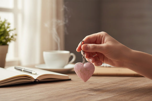Hand Carved Heart Keychain