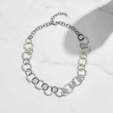 Linked Hoop Necklace - Grey Stainless Steel