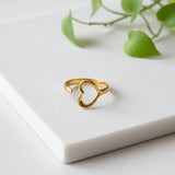 Single Open Heart Ring - Gold Plate