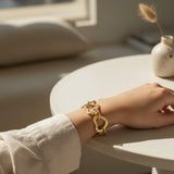 Linked Heart Bracelet - Gold Stainless Steel