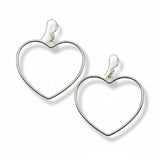 Simple Open Heart Earrings In Silver Plate