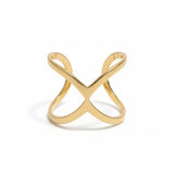 Open X Ring - Gold Stainless Steel