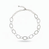 Linked Oval Necklace - Grey Stainless Steel