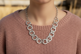 Linked Hoop Necklace - Grey Stainless Steel