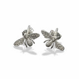 Bee Silver Plate Stud Earrings