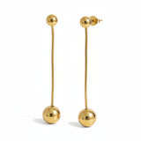 Hanging Ball Stud Earring- Gold Stainless Steel