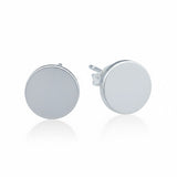 Simple Disc Silver Plate Stud Earrings
