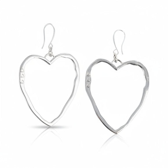 Open Heart Earrings in Silver Plate