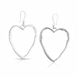 Open Heart Earrings in Silver Plate